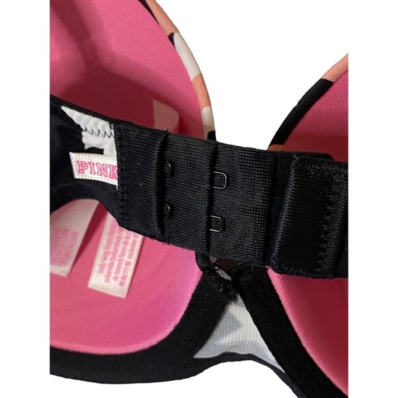 Victoria Secret PINK logo printed‎ underwire lightly padded Bra Sz 32DD - Picture 5 of 10